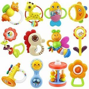 12pcs Baby Rattle Teething Toys Infant Teether Shaker Grab Spin Rat New