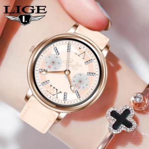 LIGE 1.09 Inch Smart Watch Women Lovely Bracelet Heart Rate Monitor Waterproof Fashion Women&#x27;s Smartwatch Connect IOS Android