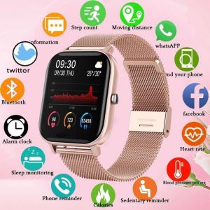 2021 New P8 Color Screen Smart Watch Women men Full Touch Fitness Tracker Blood Pressure Smart Clock Women Smartwatch for Xiaomi